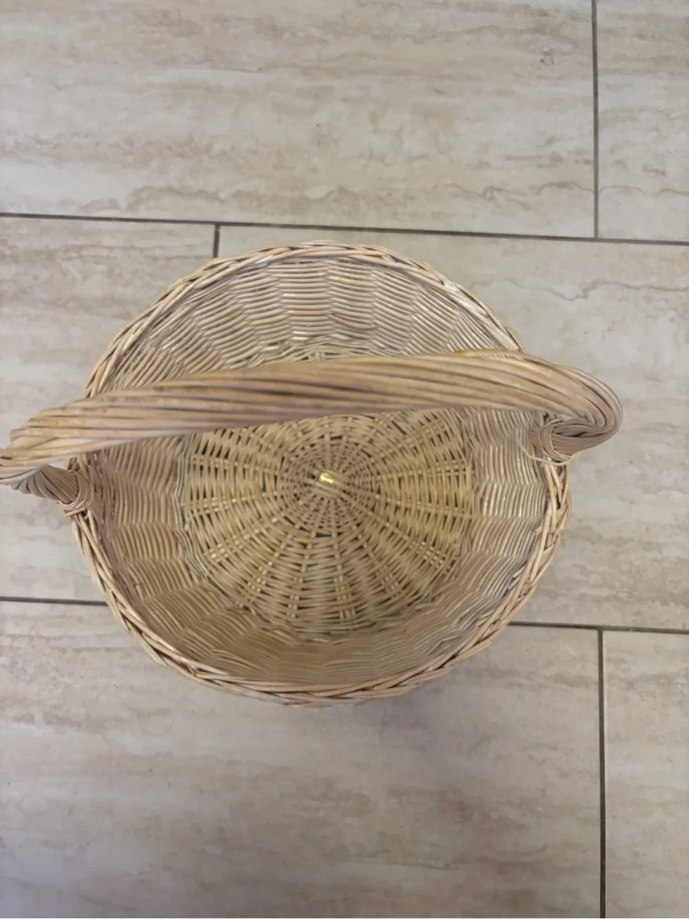 Wicker Round Basket with Handle - Cream